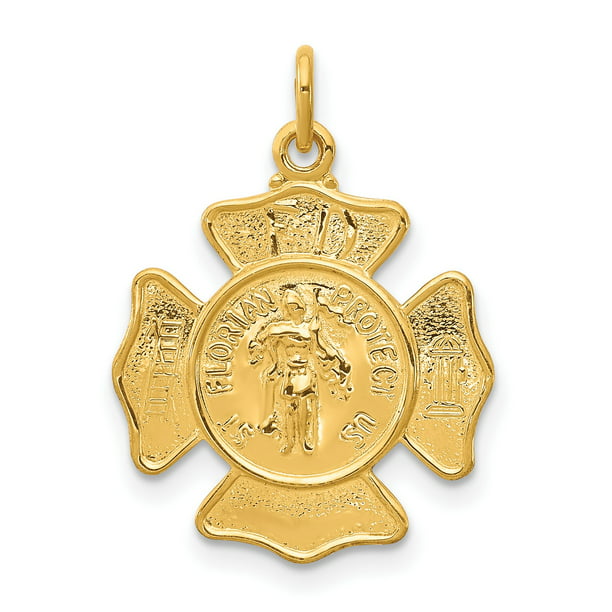 Silver Yellow Plated Fire Department Charm 17mm 